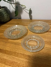 MCM Vintage Hobnail Clear Glass Ashtray Lot Of 3 