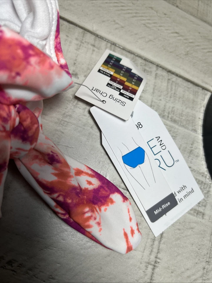 Parte inferior de bikini Time And Tru 3X tiro medio tela estampada rosa Foto 4 de 4