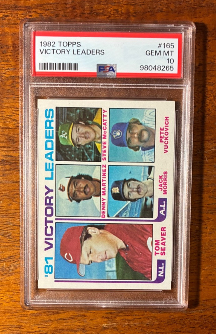 1982 Topps # 165 Victory Leaders Seaver / Martinez / McCatty / Morris PSA 10 HOF