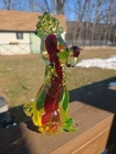 Vintage Murano Uranium Glass 8” Sitting Poodle Dog Red *** READ ***
