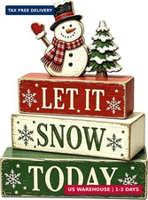 4 Pcs Christmas Wooden Signs Snowman Farmhouse Table Decor