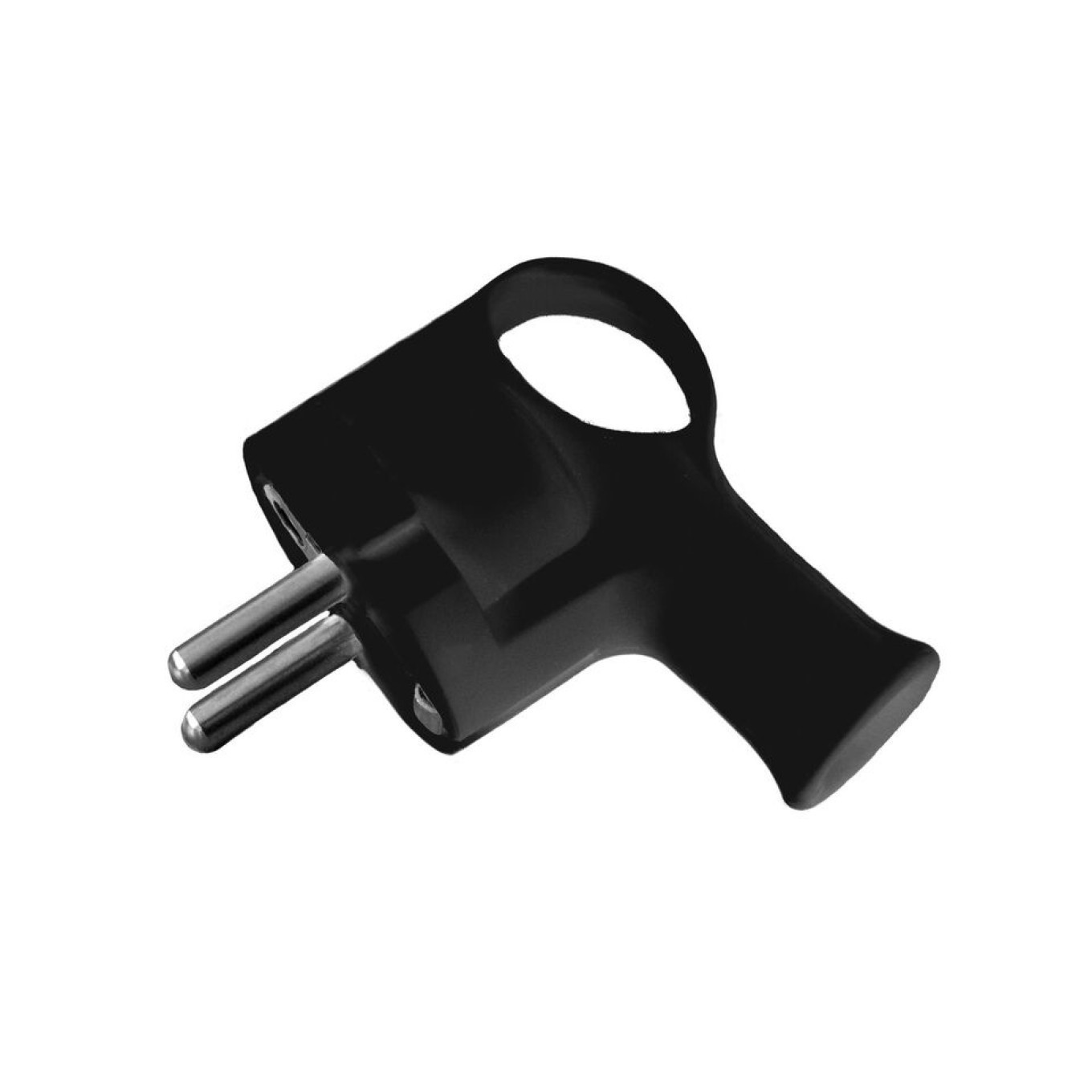 Angle plug with ear 16A 250V Unischuko black wt-40-2