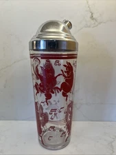 Hazel Atlas Cocktail Shaker Dancing Red Pigs MCM
