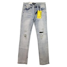 Public Supply Co Skinny Jeans Boys 18 Blue Wash Distressed Ripped Stretch NEW