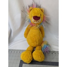 FAO Schwarz Lion Plush 18 Inch Rainbow Tinsel Mane Tail Stuffed Animal Toy