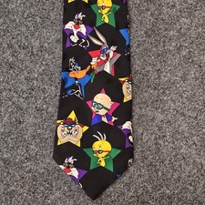 Looney Tunes Mania 1999 Men s Tie 100 Silk Bugs Bunny Tweety Taz Daffy Porky...