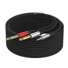 3.5mm 1/8 Stereo to Dual 1/4 TS Mono Y Splitter Audio Cable Adapter Compatibl...