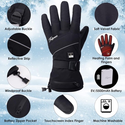Telguua Guantes térmicos Hombres Mujeres Pantalla táctil Guantes térmicos Cálidos Guantes de motocicleta - Imagen 2 de 5