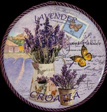Porzellan Wandbild Lavendel Kroatien 17cm Kordelaufhängung Shabby Chic