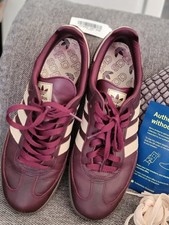Adidas Samba OG Maroon Burgundy Beige/Cream Full Leather UK 8.5 unworn W Tags 