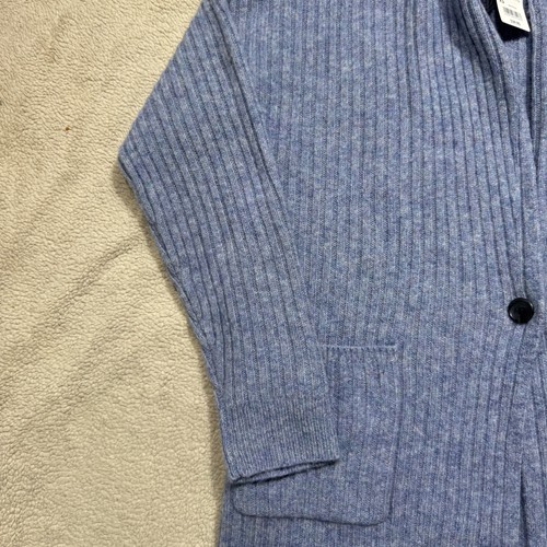Uniqlo Sweater Womens XS Cardigan Blue Ribbed Knitted Single Button Wool NEW - Picture 10 of 15