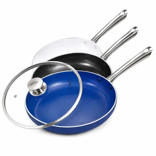 Frying Pan Non Stick with Lid For Induction Gas Electric Hobs 24cm