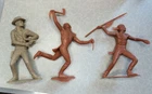 3 Vintage Louis Marx Figures 6" Cowboys & Indians Plastic Action War 1964