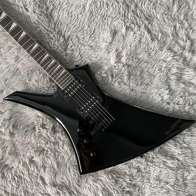 Lefted-handed Solid Body Electric Guitar Black Body Resin Inlay Fixed Bridge