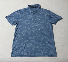 William Murray Shirt Mens Large Murray Bay Performance Golf Polo Blue Print