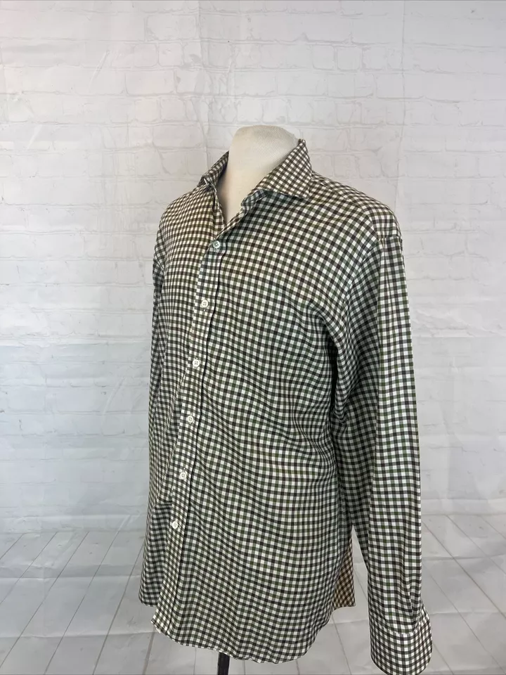 Ledbury Men's Brown & Olive Green Plaid Dress Shirt 16.5 $108 - Image 3 of 4