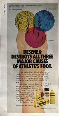 1980 Desenex Antifungal PRINT AD Athletes Foot Powder / Spray / Ointment VTG 80s