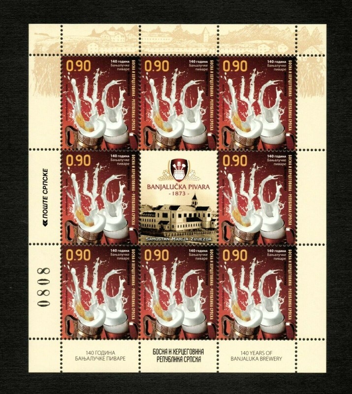 Bosnia 2013 - SC#472 - 140th Anniv. Banjaluka Brewery - Sheet of 8 Stamps - MNH