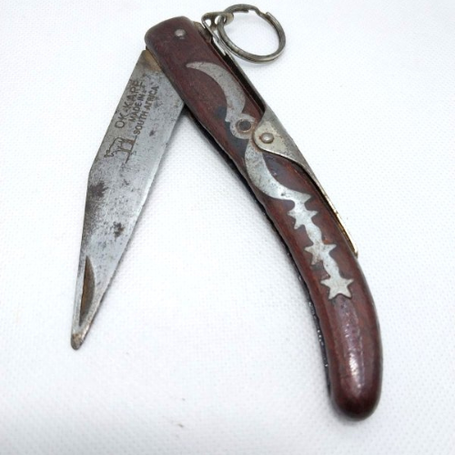 🗡️ Vintage OK-KAPE Folding Pocket Knife South Africa Wood Handle