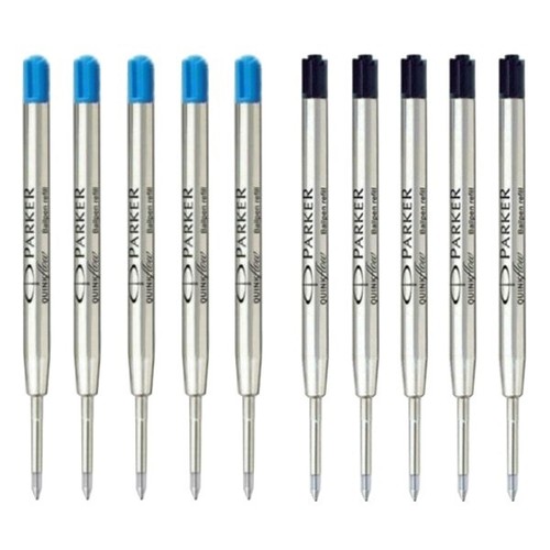 10 pz ricariche a sfera Parker Quink 5 nere + 5 blu si adattano a penne a sfera My Store - Foto 4 di 6