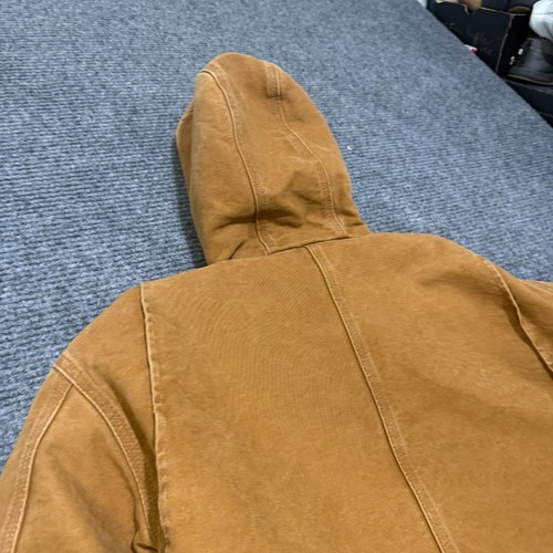 Carhartt Jacket Mens Medium Brown Quilt Lined Duck Canvas Worn 100786 Hooded - Picture 15 of 17
