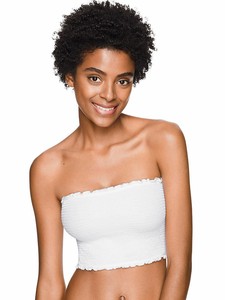 pink smocked tube top