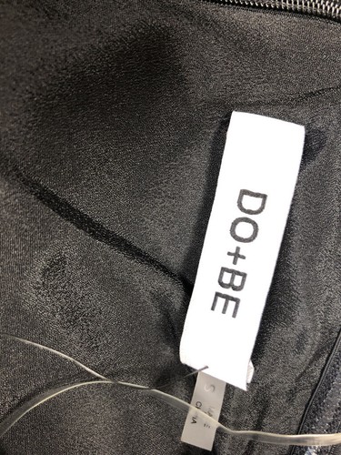 DO + BE New Black Strapless Dress Small Midi Layered Bust Slit Front - Picture 3 of 6
