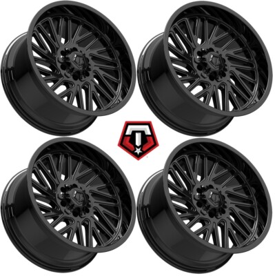 22X12 TIS 547B GLOSS BLACK WHEELS RIMS DEEP LIP 553B-2228744 8X170