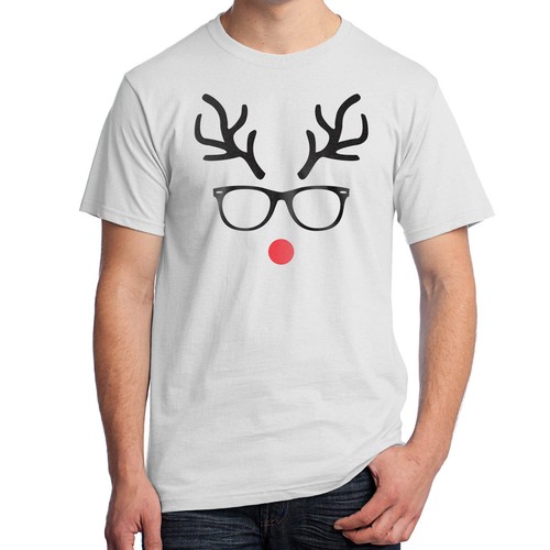 Christmas T-Shirt Hipster Reindeer Wearing Sunglasses Rudolph The Hip Deer 1796 - Picture 2 of 10