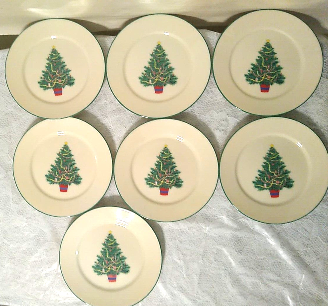 Lenox 6" Christmas Tree Appetizer Plates (7)