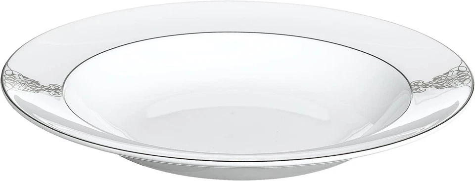 Vera Wang Wedgwood Imperial Scroll Sopa Pasta Cuenco 9" Borde Platino Nuevo Foto 3 de 4