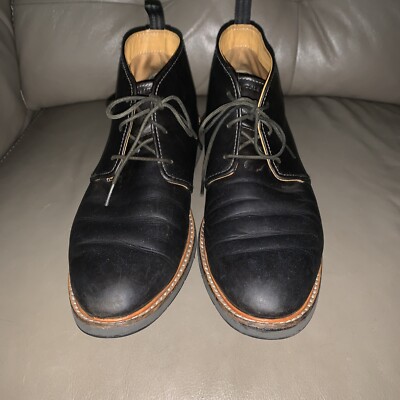 Cole Haan Leather Chukka Boots Black Stacked Wood Heel Rubber Sole Lace-Up s-l400.jpg main image 4
