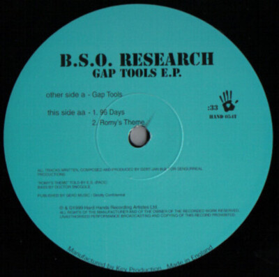 B.S.O. Research Gap Tools E.P. Vinyl Single 12inch Hard Hands