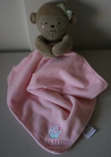 Carters Child Of Mine Sweet Cupcake Monkey Pink Lovey Rattle Security Blanket