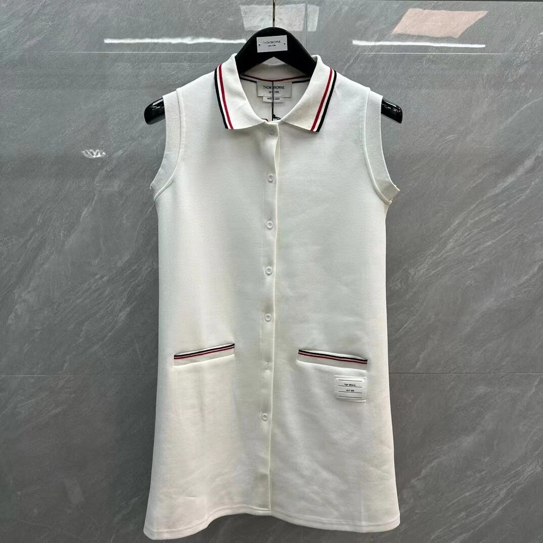 Abito canotta smanicata Thom Browne estivo monopetto doppia tasca