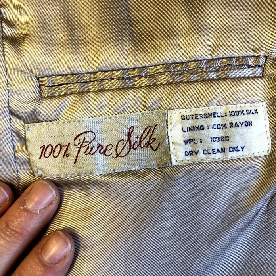 Vtg 60's Bespoke Brown HERRINGBONE Sport Coat Pink OVERCHECK Jacket SILK Blazer - Image 4 of 4