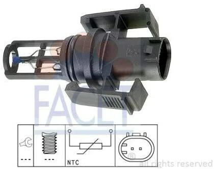 Sensor de temperatura del aire colector de admisión Mercedes (conector de 2 pines) FACET 10.4014 Foto 2 de 3
