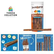 Thick Bully Sticks | 12 Inch Bully Sticks for Large Dogs Aggressive Chewers |...