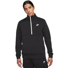 NEW MEN’S NIKE SPORTSWEAR CLUB 1/2 HALF ZIP PULLOVER!!! IN BLACK AND WHITE!!!