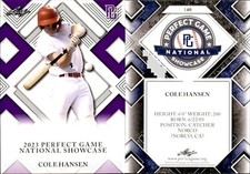 COLE HANSEN Rookie 2023 Leaf Perfect Game National Showcase #140 PURPLE