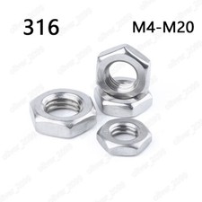 316 Stainless Steel Select Size M4 - M20 Thin Hex Nuts Right Hand Thread