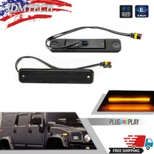 2PCS For 2003-2009 Hummer H2 Black Lens Front Bumper LED Amber Side Marker Lamps