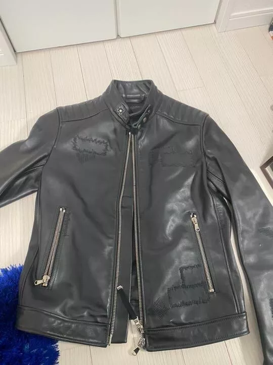 Diesel black gold Leather Jacket Single Riders Black size: 46 from Japan