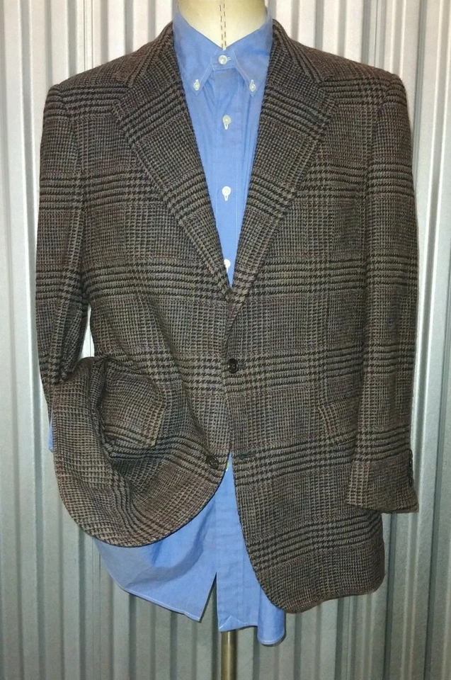Винтажный 42R Southwick Glen клетку оранжевый коричневый синий Твидовый блейзер куртка спортивное пальто - Изображение 2 из 4