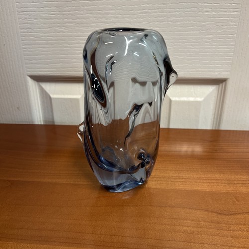 Vintage Mid Century Blue Art Glass Vase Jan Beranek For Skrdlovice? B141
