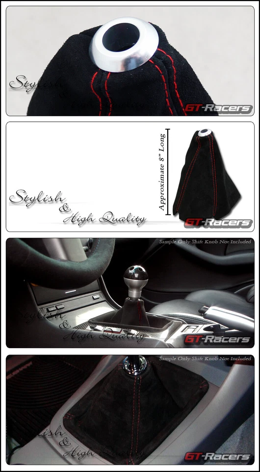 Universal Negro Gamuza Rojo Puntada Cambio Cambio Engranaje Bota Cubierta Manual/Auto G23 Foto 3 de 3