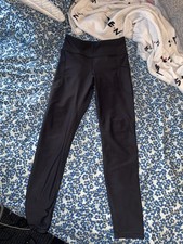 Old Navy Women  s Solid Black Ankle Leggings S High Rise Stretch Moisture Wicking