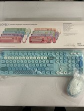 NEW Wireless Keyboard and Mouse Combo, 104 Keys, Colorful Retro Typewriter