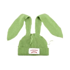 Knit Beanie Hats Cute Bunny Long Ears Grunge Hat Fluffy Winter Cap Warm Knit ...