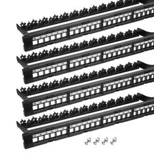 Patch Panel, 4Pcs 1U 19" Blank Network 24-Port Patch Panel with Cable Management